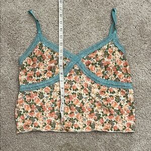 Wild Fable Floral Cami with Teal Lace